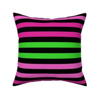 Stripes - Horizontal - 1 inch (2.54cm) - Light Green (#3AD42D), Light Pink (#E95FBE), Medium Pink (#DD2695) on Black (#000000)