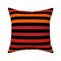 Stripes - Horizontal - 1 inch (2.54cm) - Red (#B1252C), Red (#E0201B) & Orange (#FF5F00) on Black (#000000)