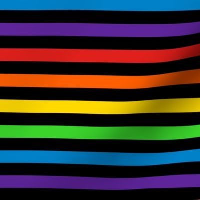 Stripes - Horizontal - 0.5 inch (1.27cm) - Black & Rainbow