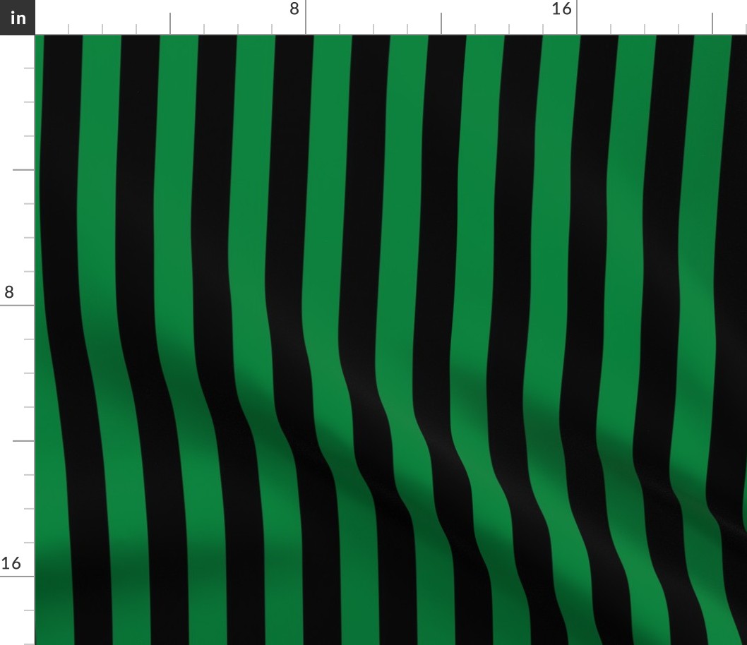 Stripes - Vertical - 1 inch (2.54cm) - Dark Green (#00813C) & Black