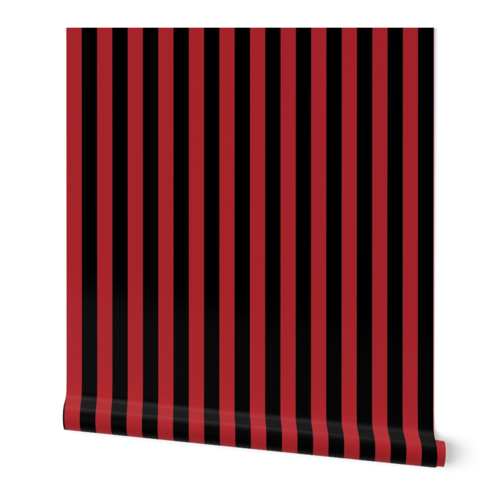 Stripes - Vertical - 1 inch (2.54cm) - Dark Red (#B1252C) & Black