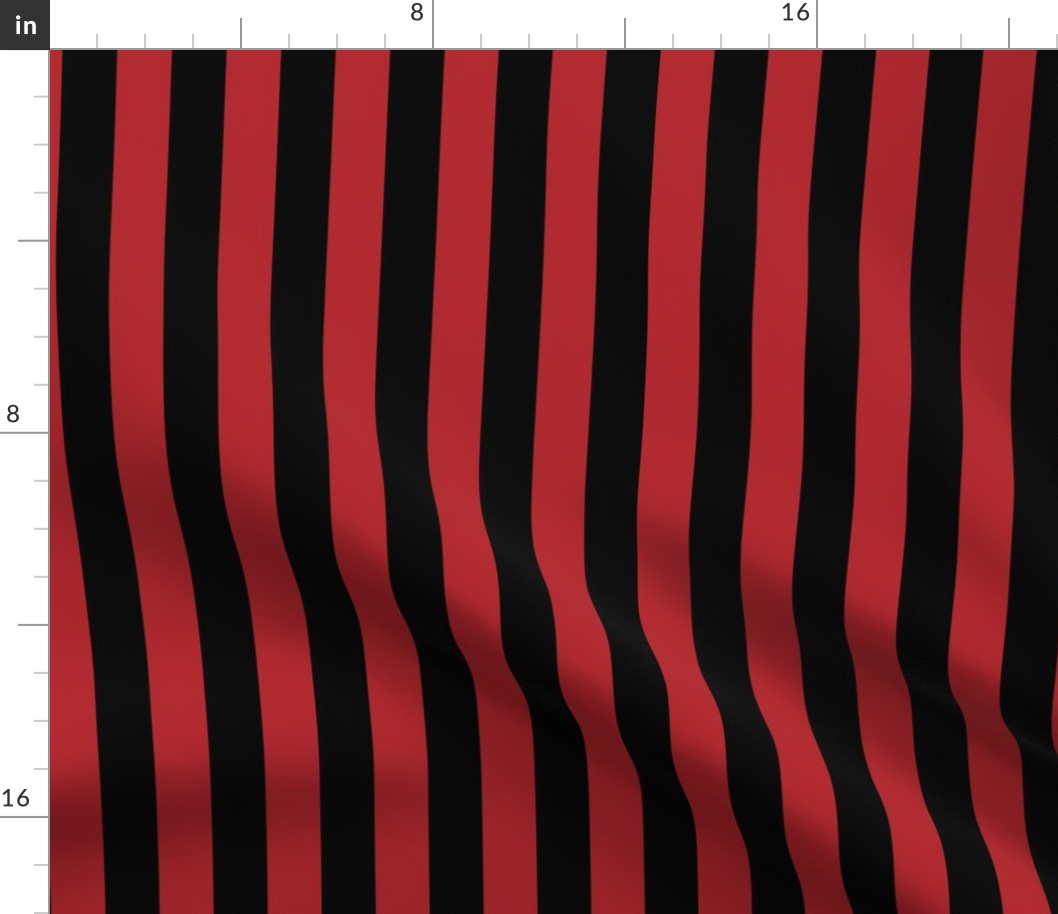 Stripes - Vertical - 1 inch (2.54cm) - Dark Red (#B1252C) & Black