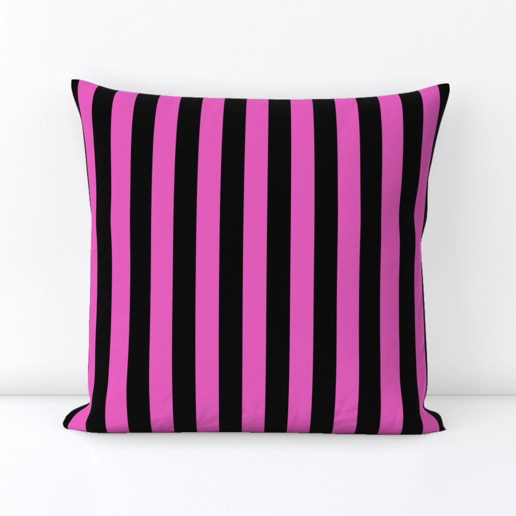 Stripes - Vertical - 1 inch (2.54cm) - Light Pink (#E95FBE) & Black (#000000)