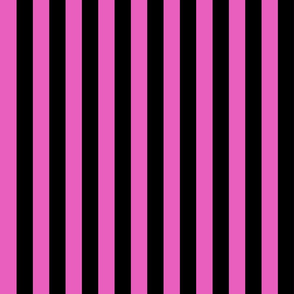 Stripes - Vertical - 1 inch (2.54cm) - Light Pink (#E95FBE) & Black (#000000)