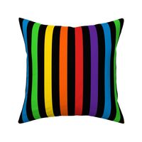 Stripes - Vertical - 1 inch (2.54cm) - Rainbow on Black