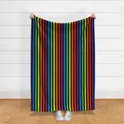 Stripes - Vertical - 1 inch (2.54cm) - Rainbow on Black