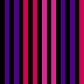 Stripes - Vertical - 1 inch (2.54cm) - Medium Pink (#DD2695), Dark Pink (#D30053) & Purple (#4D008A) on Black (#000000)
