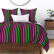 Stripes - Vertical - 1 inch (2.54cm) - Light Green (#3AD42D), Light Pink (#E95FBE), Medium Pink (#DD2695) on Black (#000000)