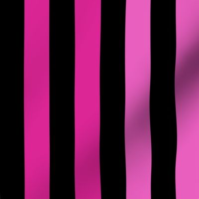 Stripes - Vertical - 1 inch (2.54cm) - Light Green (#3AD42D), Light Pink (#E95FBE), Medium Pink (#DD2695) on Black (#000000)