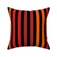 Stripes - Vertical - 1 inch (2.54cm) - Red (#B1252C), Red (#E0201B) & Orange (#FF5F00) on Black (#000000)