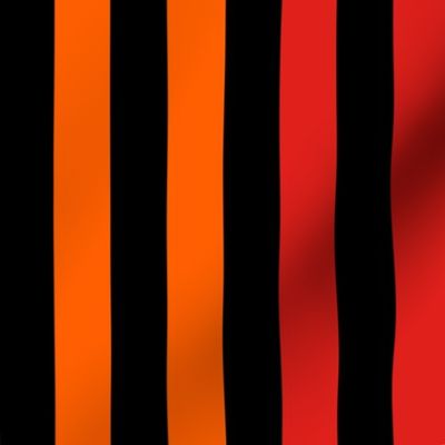 Stripes - Vertical - 1 inch (2.54cm) - Red (#B1252C), Red (#E0201B) & Orange (#FF5F00) on Black (#000000)