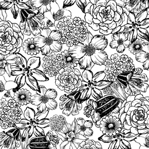 Black and White Flower Pattern 
