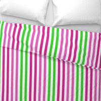 Stripes - Vertical - 1 inch (2.54cm) - Green (#3AD42D), Dark Pink (#E95FBE) & Pink (#DD2695) on White (#FFFFFF)