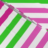 Stripes - Vertical - 1 inch (2.54cm) - Green (#3AD42D), Dark Pink (#E95FBE) & Pink (#DD2695) on White (#FFFFFF)