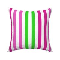 Stripes - Vertical - 1 inch (2.54cm) - Green (#3AD42D), Dark Pink (#E95FBE) & Pink (#DD2695) on White (#FFFFFF)