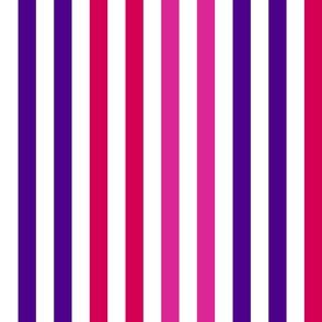 Stripes - Vertical - 1 inch (2.54c) - Pink (#DD2695), Dark Pink (#D30053) & Purple (#4D008A) on White (#FFFFFF)