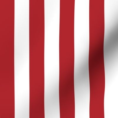 Stripes - Vertical - 1 inch (2.54cm) - Dark Red (#B1252C) & White (#FFFFFF)