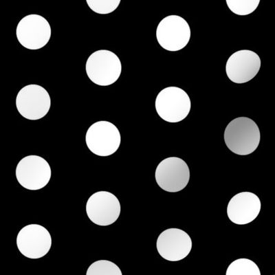 Polka Dots - 1 inch (2.54cm) - White (#FFFFFF) on Black (#000000) 