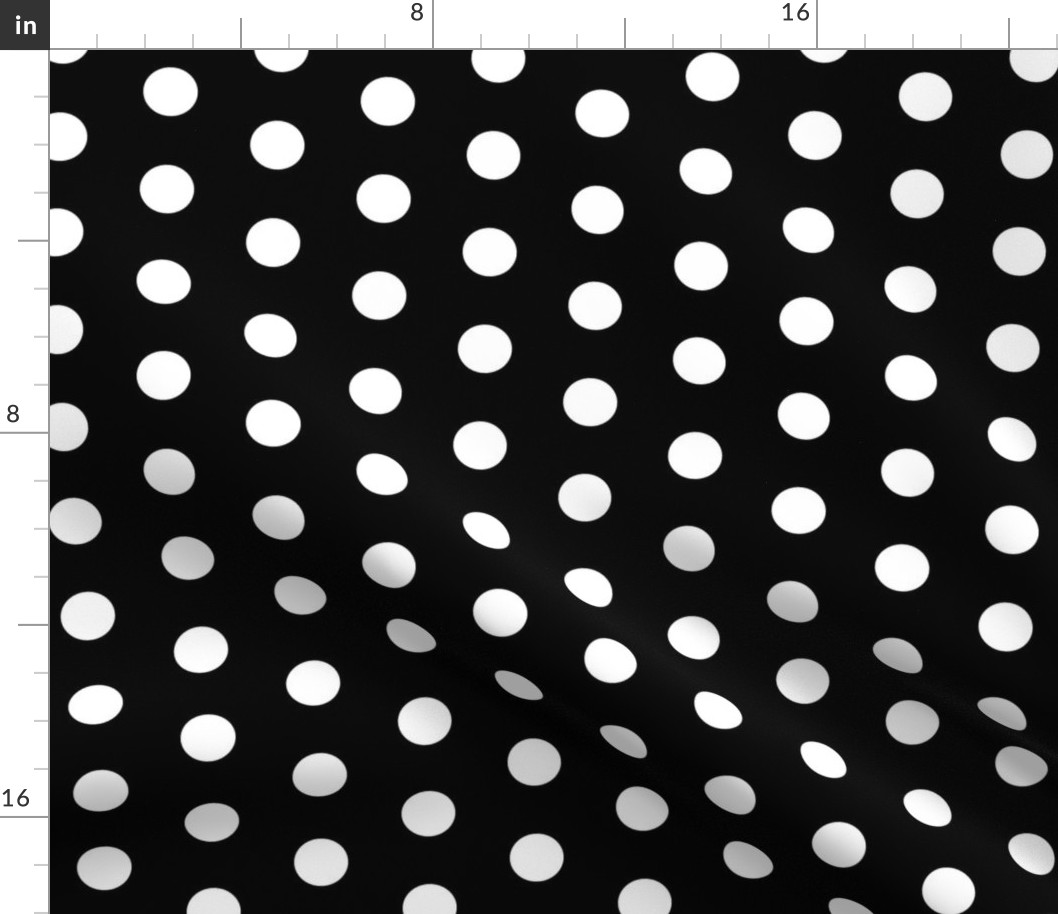 Polka Dots - 1 inch (2.54cm) - White (#FFFFFF) on Black (#000000) 