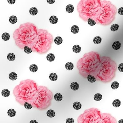 Black Glitter Dots with Roses Half Scale