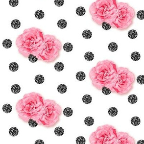 Black Glitter Dots with Roses Half Scale