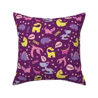 Girly Dinosaurs Roaring Seamless Pattern