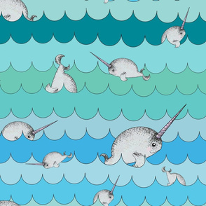 Narwhals Swimming