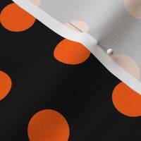 Polka Dots - 1 inch (2.54cm) - Orange (#ff5f00) on Black (#000000) 