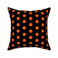 Polka Dots - 1 inch (2.54cm) - Orange (#ff5f00) on Black (#000000) 