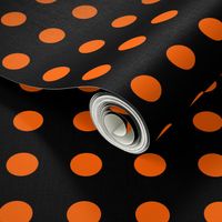 Polka Dots - 1 inch (2.54cm) - Orange (#ff5f00) on Black (#000000) 