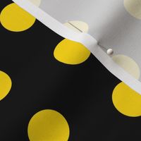  Polka Dots - 1 inch (2.54cm) - Yellow (#ffd900) on Black (#000000) 