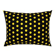  Polka Dots - 1 inch (2.54cm) - Yellow (#ffd900) on Black (#000000) 