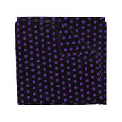  Polka Dots - 1 inch (2.54cm) - Dark Purple (#5E259B) on Black (#000000) 