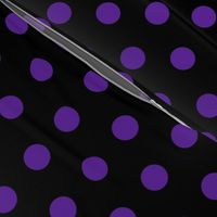  Polka Dots - 1 inch (2.54cm) - Dark Purple (#5E259B) on Black (#000000) 