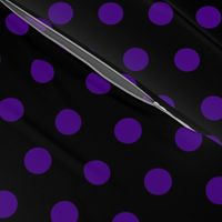 Polka Dots - 1 inch (2.54cm) - Dark Purple  (# 4d008a) on Black (#000000) 