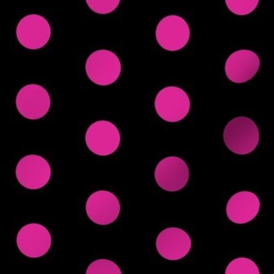  Polka Dots - 1 inch (2.54cm) - Pink (#dd2695) on Black (#000000) 