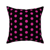  Polka Dots - 1 inch (2.54cm) - Pink (#dd2695) on Black (#000000) 