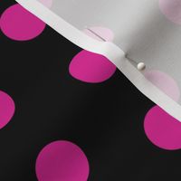  Polka Dots - 1 inch (2.54cm) - Pink (#dd2695) on Black (#000000) 