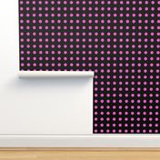  Polka Dots - 1 inch (2.54cm) - Light Pink  (#e95fbe) on Black (#000000) 