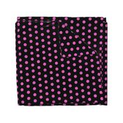  Polka Dots - 1 inch (2.54cm) - Light Pink  (#e95fbe) on Black (#000000) 