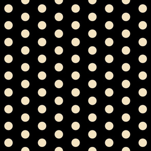  Polka Dots - 1 inch (2.54cm) - Cream (#f3e3c0) on Black (#000000) 