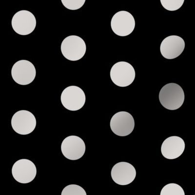 Polka Dots - 1 inch (2.54cm) - Grey (#d9d6d4) on Black (#000000) 