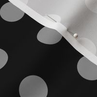  Polka Dots - 1 inch (2.54cm) - Grey (#99999a) on Black (#000000) 