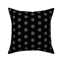 Polka Dots - 1 inch (2.54cm) - Grey (#545559) on Black (#000000) 