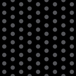 Polka Dots - 1 inch (2.54cm) - Grey (#545559) on Black (#000000) 