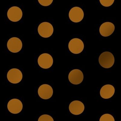 Polka Dots - 1 inch (2.54cm) - Brown (#995e13) on Black (#000000) 