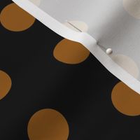 Polka Dots - 1 inch (2.54cm) - Brown (#995e13) on Black (#000000) 
