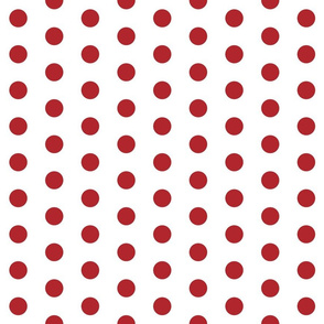 Polka Dots - 1 inch (2.54cm) - Red (#B1252C) on White (FFFFF)