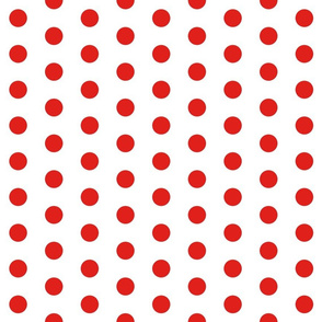 Polka Dots - 1 inch (2.54cm) - Red (#E0201B) on White (FFFFF)