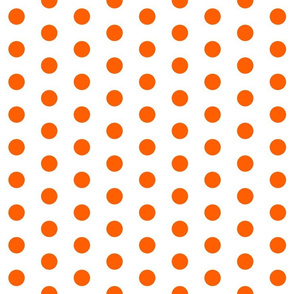 Polka Dots - 1 inch (2.54cm) - Orange (#FF5F00) on White (FFFFF)